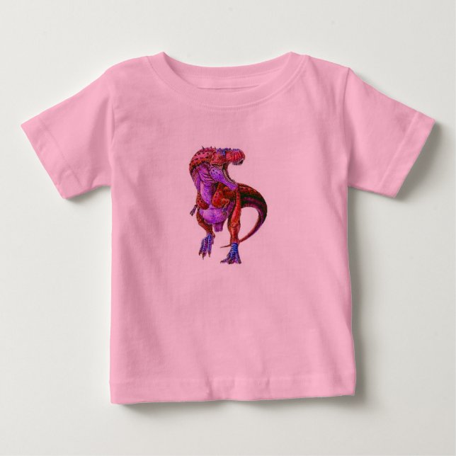 CAMISETA TODDDLER FASHION-CUTE DINOSAUR PINK HOODIE-PARA EL (Frente)