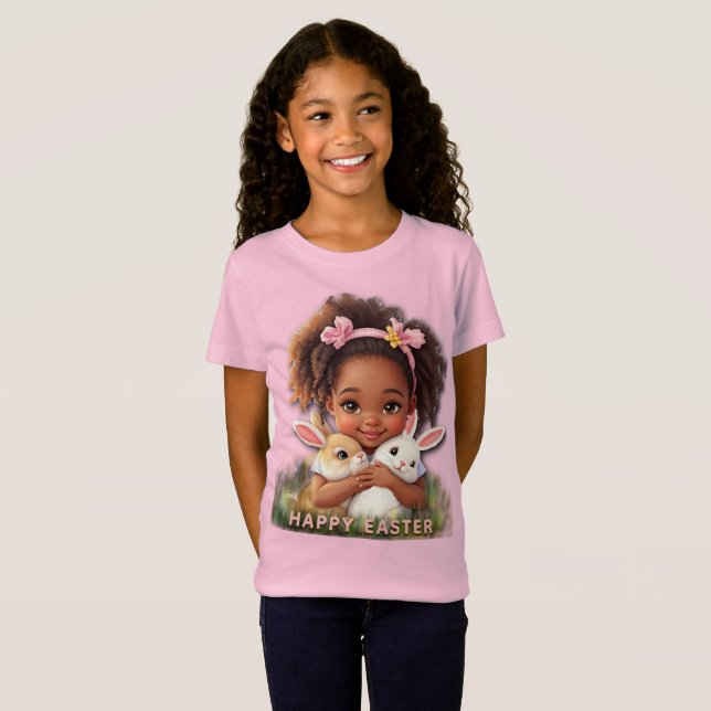 Camiseta Toddler Adorável Com Coelhinhos da Páscoa (Frente Completa)