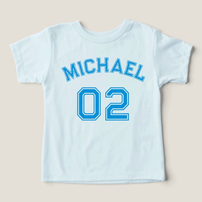 Camiseta Toddler Boy Blue Name Jersey Number Cotton desport (Design frontal)