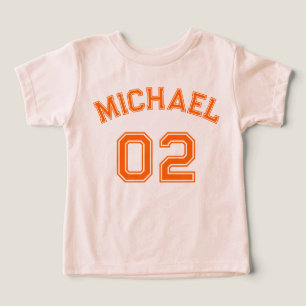 Camiseta Toddler Boy Orange Name Jersey Number Soft Sports