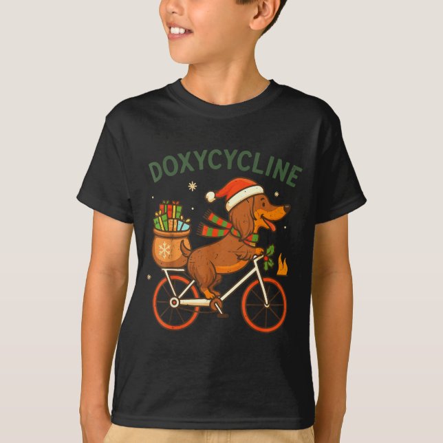 Camiseta Toddler Doxycycline Long Hair Dachshund Christmas  (Frente)