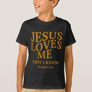 Camiseta Toddler Girl Jesus Me Ama Isso Eu Sei Que É Cristã