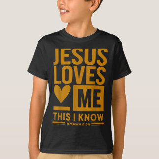 Camiseta Toddler Girl Jesus Me Ama Isso Eu Sei Que É Cristã