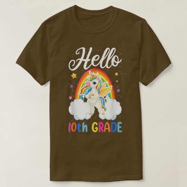 Camiseta Toddler Hello Tenth Grade s For Girls, Cute Unicor (Frente do Design)
