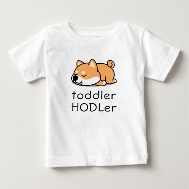 Camiseta Toddler HODLer Dogecoin Crypto Cute Baby Shiba Inu (Frente)