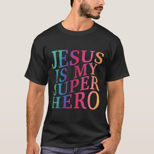 Camiseta Toddler Jesus É Meu Super Herói Cristão Deus Filho (Frente)