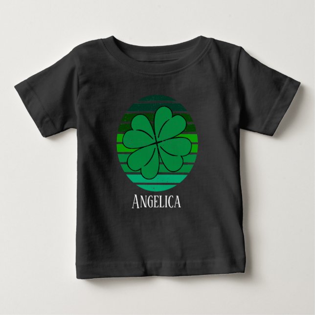 Camiseta Toddler Rua, dia de Patrick, 4 Leaf Clover Retro (Frente)