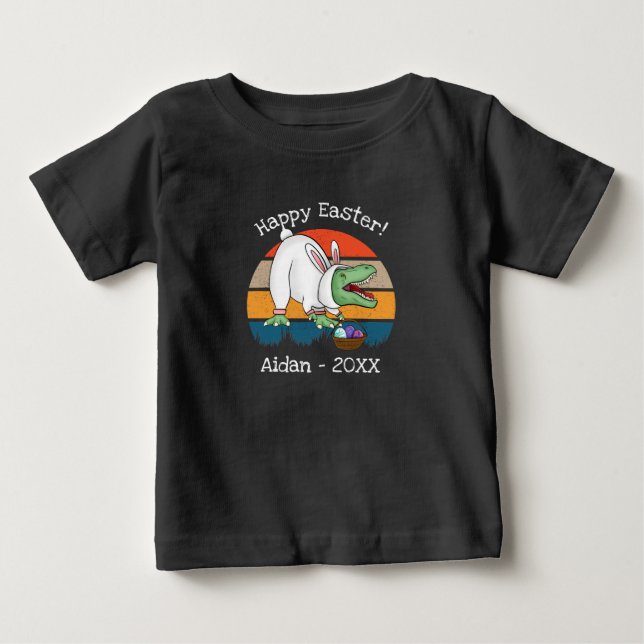 Camiseta Toddler T-Rex na Caça de Ovos de Coelhinho na Pásc (Frente)