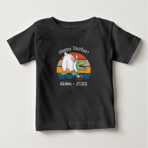 Camiseta Toddler T-Rex na Páscoa Coelhinha Roupa de Ovo