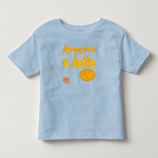 Camiseta Toddlers' Hanukkah Shirt - "Mommy loves me a latke (Frente)