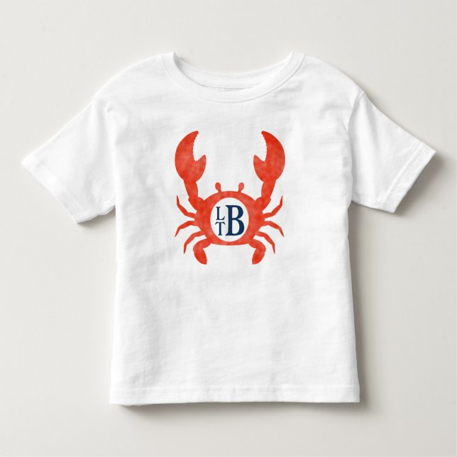 Camiseta Todler Boys Watercolor Caranguejo Circular Monogra (Frente)