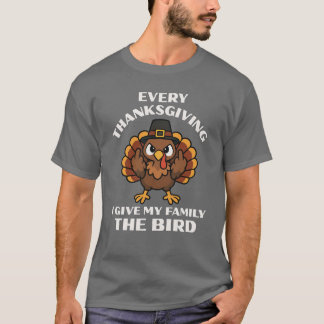 Camiseta Todo Dia de Ação de Graças Eu Dou o Dedo para Minh
