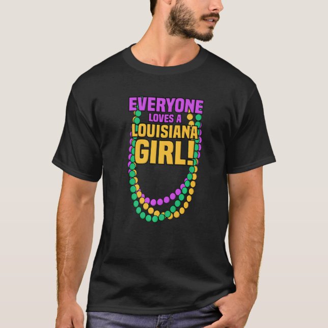 Camiseta Todo mundo ama a garota da Louisiana, Miçanga de g (Frente)