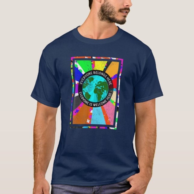 Camiseta Todo Mundo Pertence Aqui Dia da Terra Orgulho gay  (Frente)