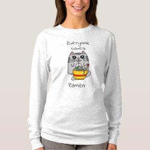Camiseta Todos Amam Ramen   Arma de Gato Engraçado