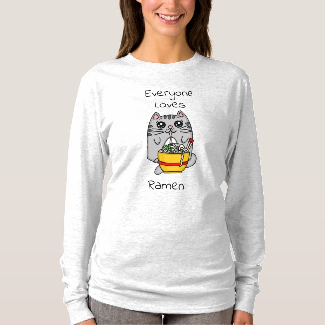 Camiseta Todos Amam Ramen | Arma de Gato Engraçado (Frente)