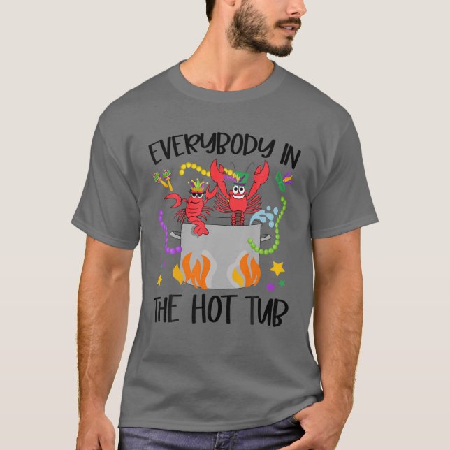 Camiseta Todos Na Tubo Quente Mardi Gras Crawfish Cajun (Frente)