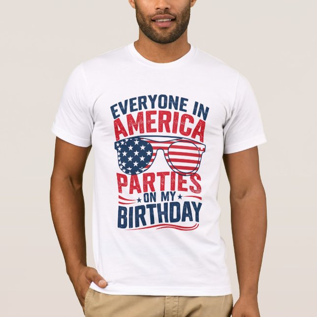 Camiseta Todos Nos Partidos Americanos No Meu Aniversário (Frente)