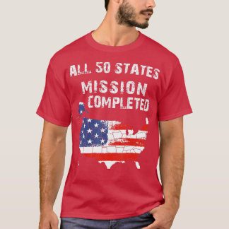 Camiseta Todos os 50 Estados - Missão Cumprida Grunge Viaja