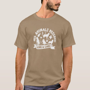 Camiseta Todos os animais merecem amor e cuidado Veterinári