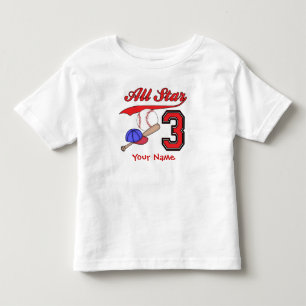 Camiseta Todos os aniversário de 3 anos de Baseball Estrela