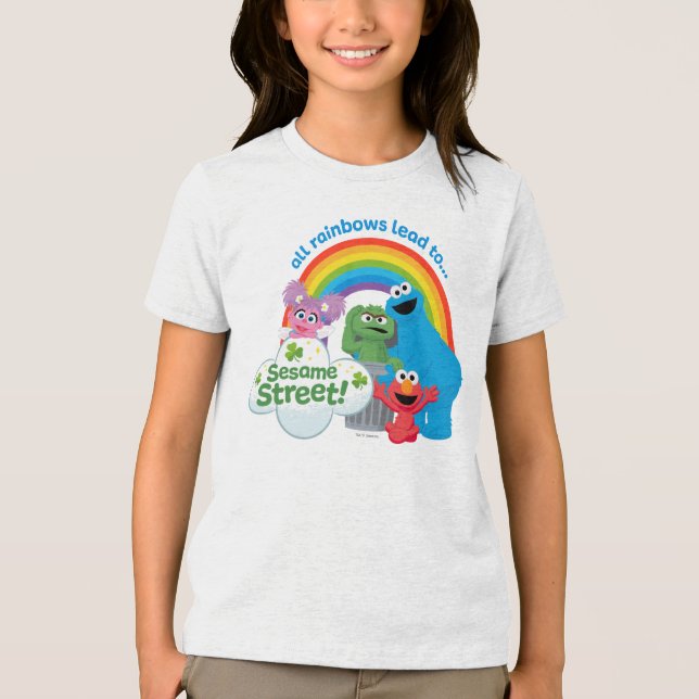 Camiseta Todos os arco-íris levam à Rua Sésamo (Frente)