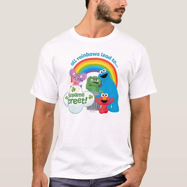 Camiseta Todos os arco-íris levam à Rua Sésamo (Frente)