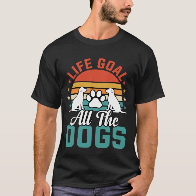 Camiseta Todos Os Cães Design Retro Amante De Cães (Frente)