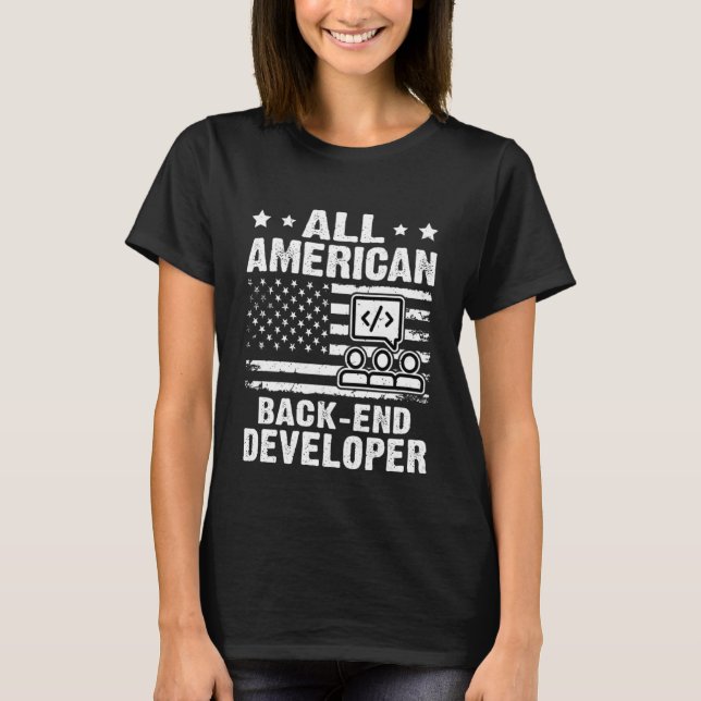 Camiseta Todos os desenvolvedores de back-end americanos (Frente)