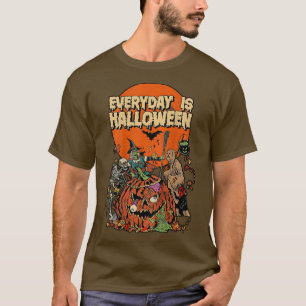 Camiseta Todos os dias o esqueleto assustador da abóbora do