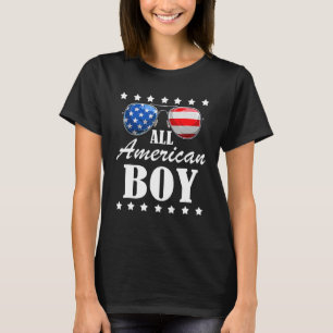 Camiseta Todos os EUA Menino Americano Sinalizador e Firewo