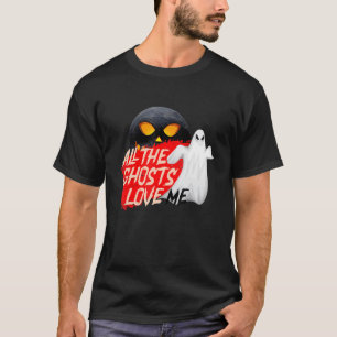 Camiseta TODOS OS FANTASMAS ME AMAM COM rosto assustador na