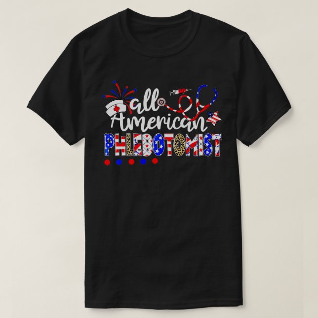 Camiseta Todos os Flebotomistas Americanos Fogos De Artifíc (Frente do Design)