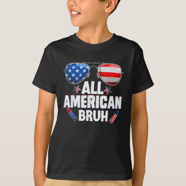 Camiseta Todos Os Homens Americanos Bruh 4 De Julho (Frente)