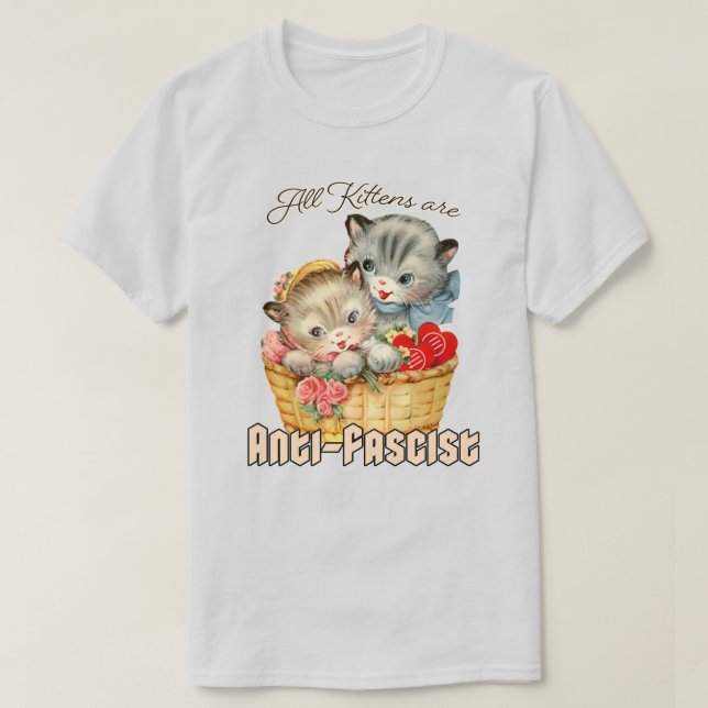 Camiseta Todos os Kittens são Anti-Fascistas (Frente do Design)