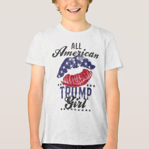 Camiseta Todos Os Lábios De Bandeiras Da American Trump Gir