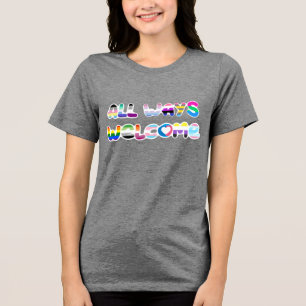Camiseta Todos os modos de boas-vindas LGBTQIA+ inclusão de