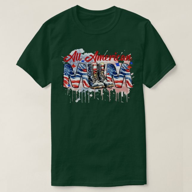 Camiseta Todos os óculos de sol da bandeira MOM americana,  (Frente do Design)