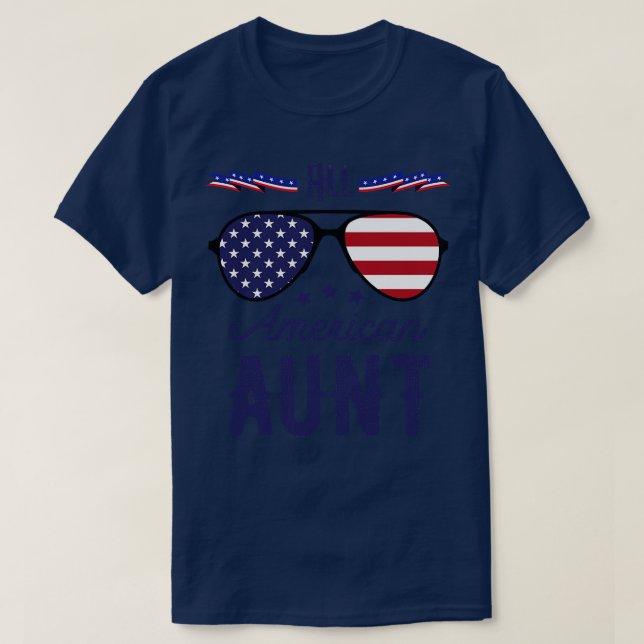 Camiseta Todos Os Óculos Solares Da Tia Americana 4 De Julh (Frente do Design)