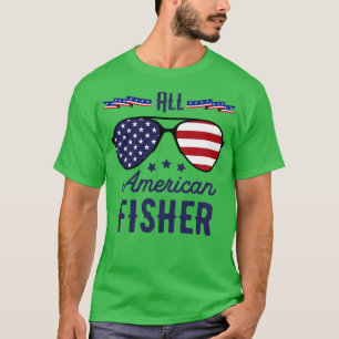 Camiseta Todos Os Óculos Solares De Peixe Americano Em 4 De