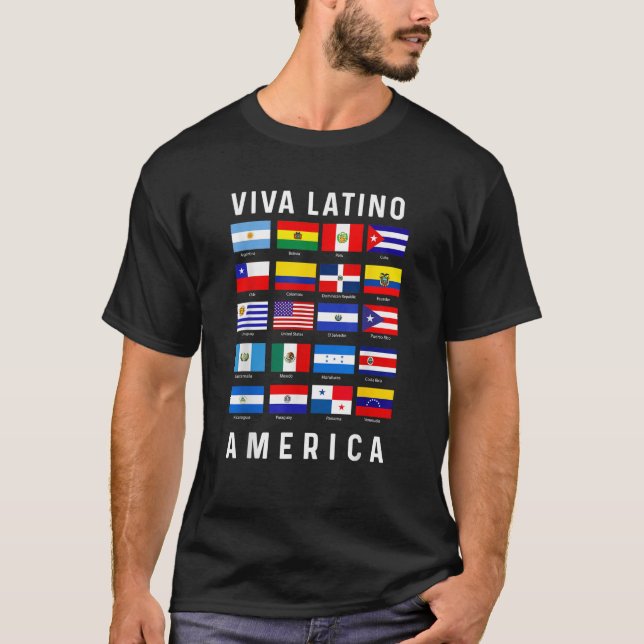 Camiseta Todos os Países Latino-Americanos Viva Latino Ame (Frente)