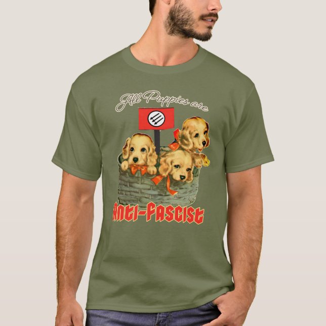 Camiseta Todos os Puppies são Anti-Fascistas (Frente)