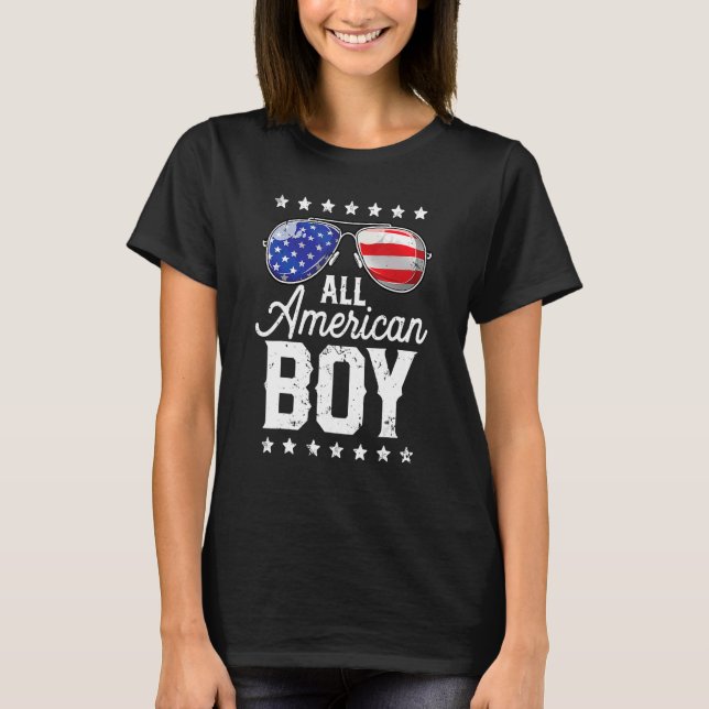Camiseta Todos Os Rapazes Americanos 4 De Julho Meninos Ócu (Frente)