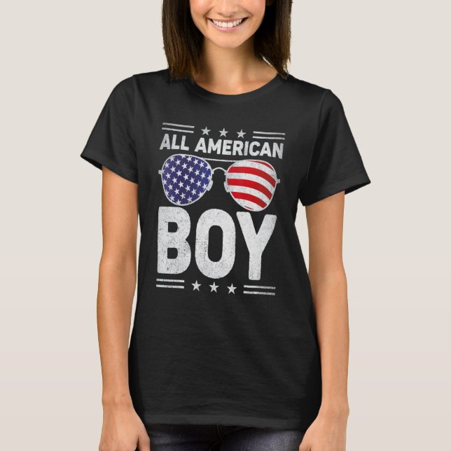 Camiseta Todos Os Rapazes Americanos 4 De Julho, Óculos Sol (Frente)