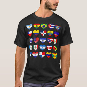 Camiseta Todos os Sinalizadores Latino-Americanos Países Hi