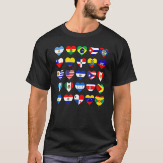 Camiseta Todos os Sinalizadores Latino-Americanos Países Hi