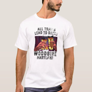 Camiseta Todos Os Trilhos Levam A Booze Woodbine Camping Ma