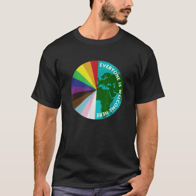 Camiseta Todos São Bem-Vindos Aqui LGBTQ Ally Human Rights  (Frente)
