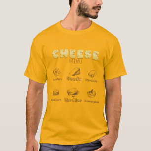 Camiseta Todos sobre o Menu Tipos de Queijo