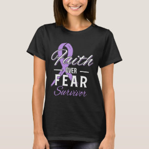 Camiseta Todos Sobrevivente de Câncer Fé Sobre Medo Present